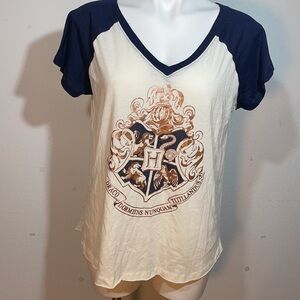 HARRY POTTER (women's Large) cream and navy-blue sleepwear pajama pj t-shirt